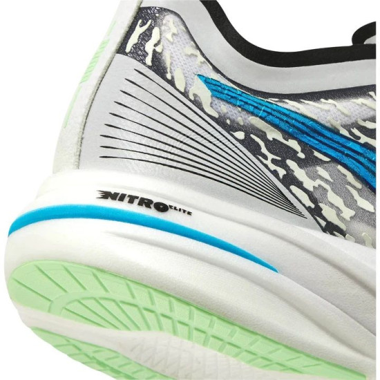 Sepatu Lari Puma Deviate Nitro Elite Racer Puma White Ocean Dive Fizzy Lime 376538 01-6