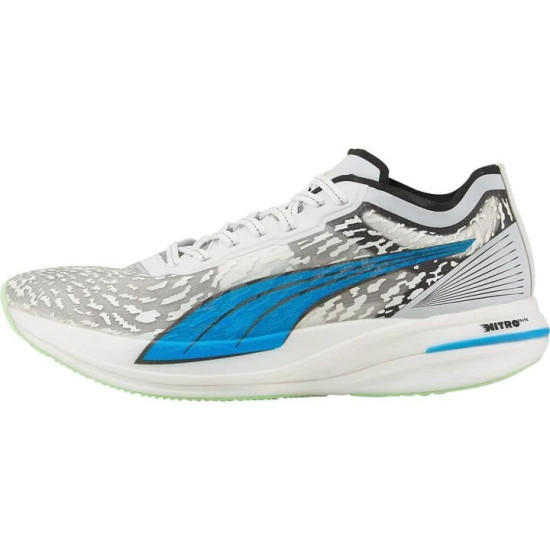 Sepatu Lari Puma Deviate Nitro Elite Racer Puma White Ocean Dive Fizzy Lime 376538 01-6