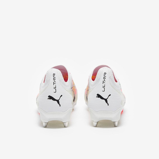 Sepatu Bola Puma ultra Ultimate MXSG Puma White Fire Orchid 10750401