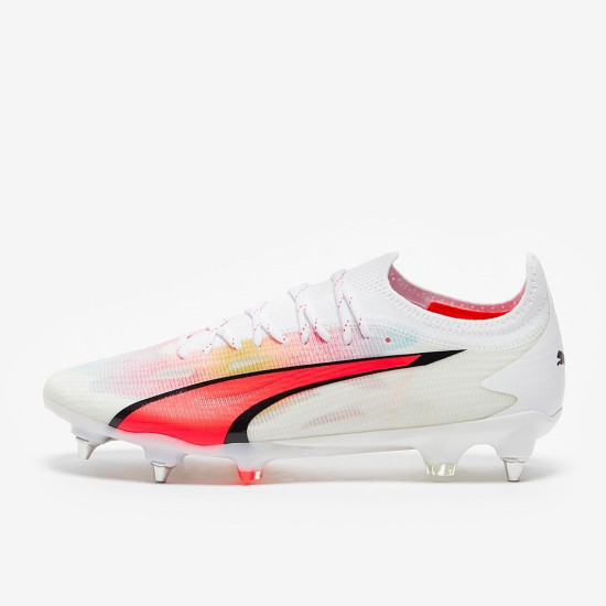 Sepatu Bola Puma ultra Ultimate MXSG Puma White Fire Orchid 10750401