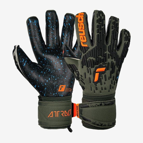 Sarung Tangan Kiper Reusch Attrakt Freegel Fusion Ortho Tec Goaliator Desert Desert Green Shocking Orange Black 5370090-5555