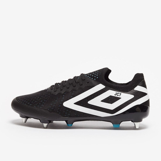 Sepatu Bola Umbro Velocita VI Pro SG Black White Cyan Blue 81683U-SWH