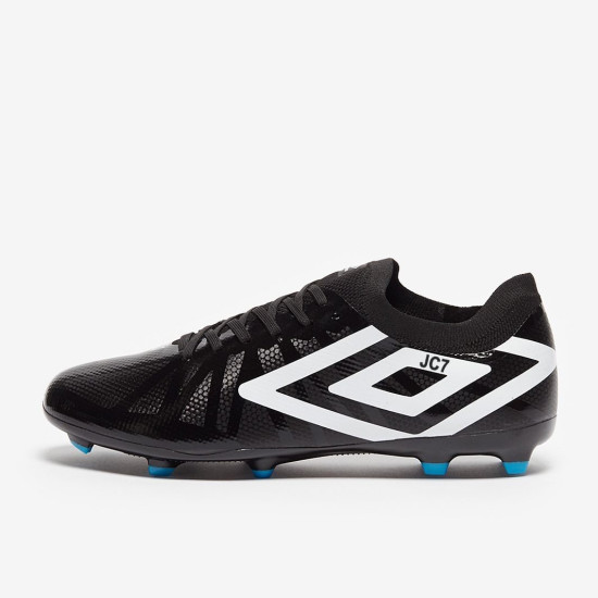 Sepatu Bola Umbro Velocita VI Premier FG Black White Cyan Blue 81685U-SWH