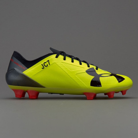 Sepatu Bola Under Armour Spotlight FG High Vis Yellow Rocket Red Black 1272298-731